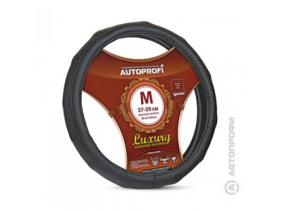 Оплётка руля "Luxury" кожа, ребристая, с перфорацией (черный) (М)