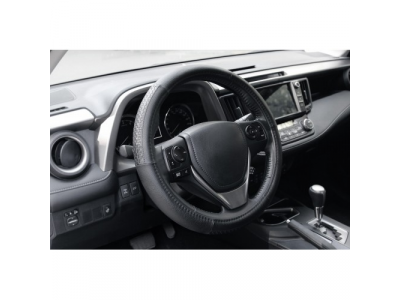 Оплетка, иск. кожа с тиснением, черная, 42 см / XL