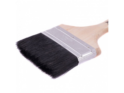Кисть плоская, натуральная черная щетина, деревянная ручка, размер 4 Mtx