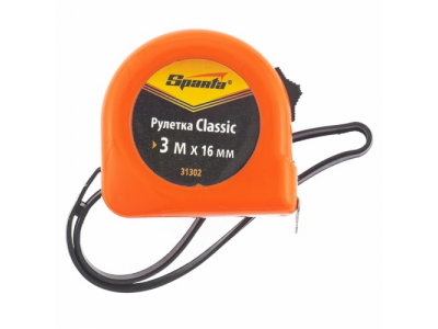 Рулетка Classic, 3 м х 16 мм, пластиковый корпус// SPARTA