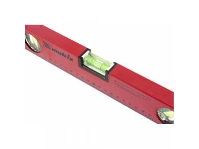 Уровень алюминиевый, 400 мм, 3 глазка, красный, линейка// MATRIX