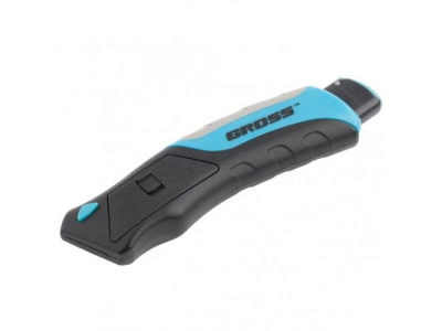 Нож,рем-монтаж,трехкомп. рукоятка,кнопочный авто выброс/возврат лезвия,175 мм +5 з.л// GROSS