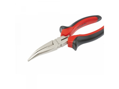 Длинногубцы NICKEL, 200 мм, изогнутые никелированные, двухкомпонентные рукоятки// MATRIX